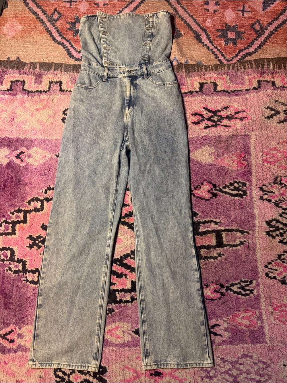 Forever 21 Light Blue Strapless Denim Jumpsuit